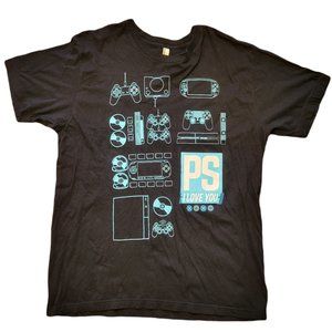 American Apparel PS I Love You PlayStation Black T-Shirt Men's Size XL